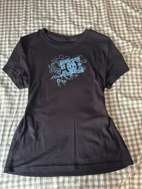 DC Black Tee with Blue Decorative Logo